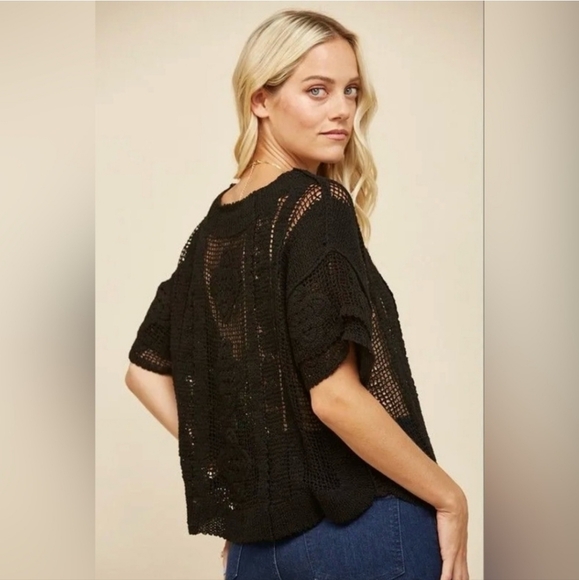 Wisteria Lane Crochet Cropped Sweater - Picture 2 of 13